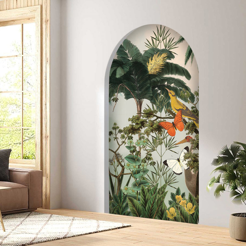 Exotic Jungle Mural with Birds